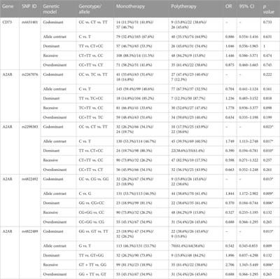 Association of the ADORA2A receptor and CD73 polymorphisms with epilepsy